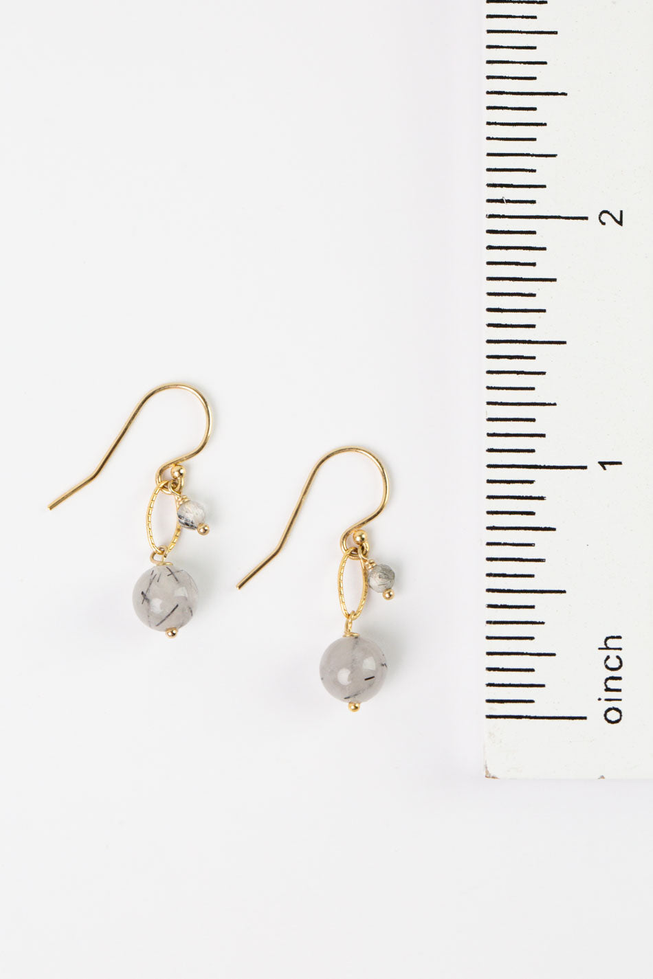 Black Rutilated Quartz Black Tourmaline, Rutilated Quartz Simple Earrings