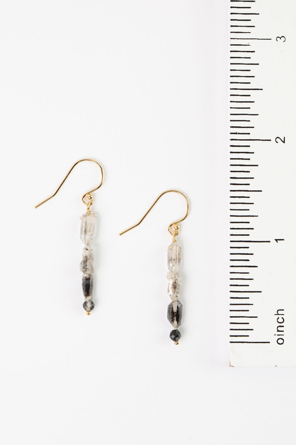 Black Rutilated Quartz Black Tourmaline, Rutilated Quartz Points Simple Earrings