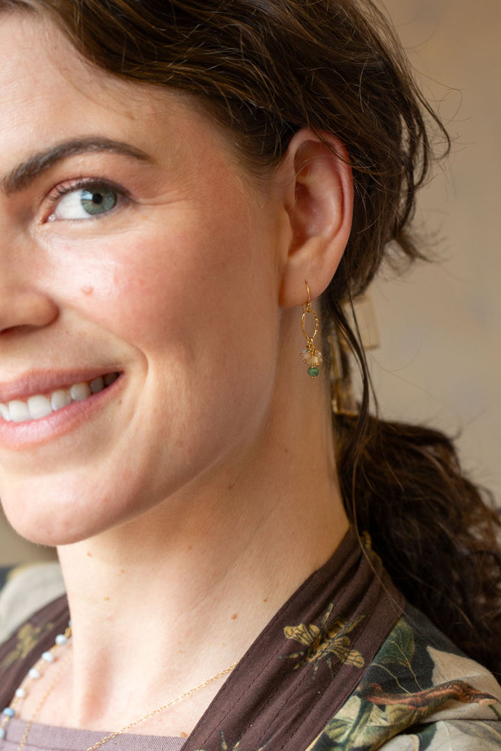 Bellini Peach Moonstone, Chrysoprase, Citrine Dangle Earrings