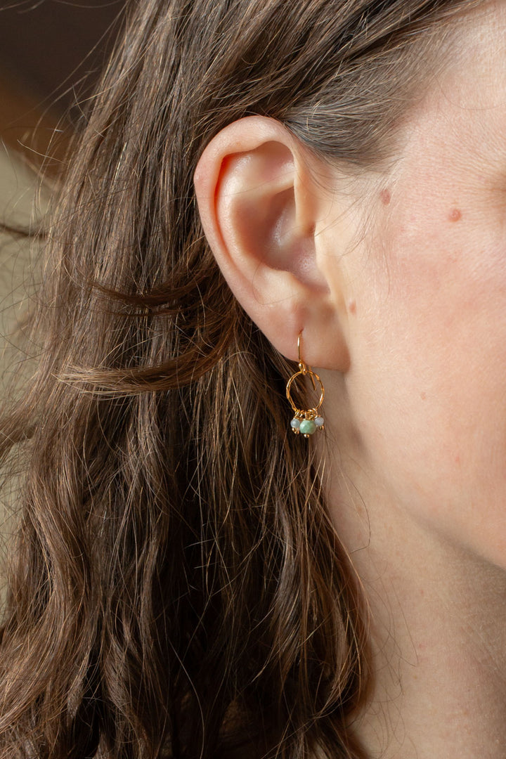 Bellini Peach Moonstone, Chrysoprase, Citrine Hoop Earrings
