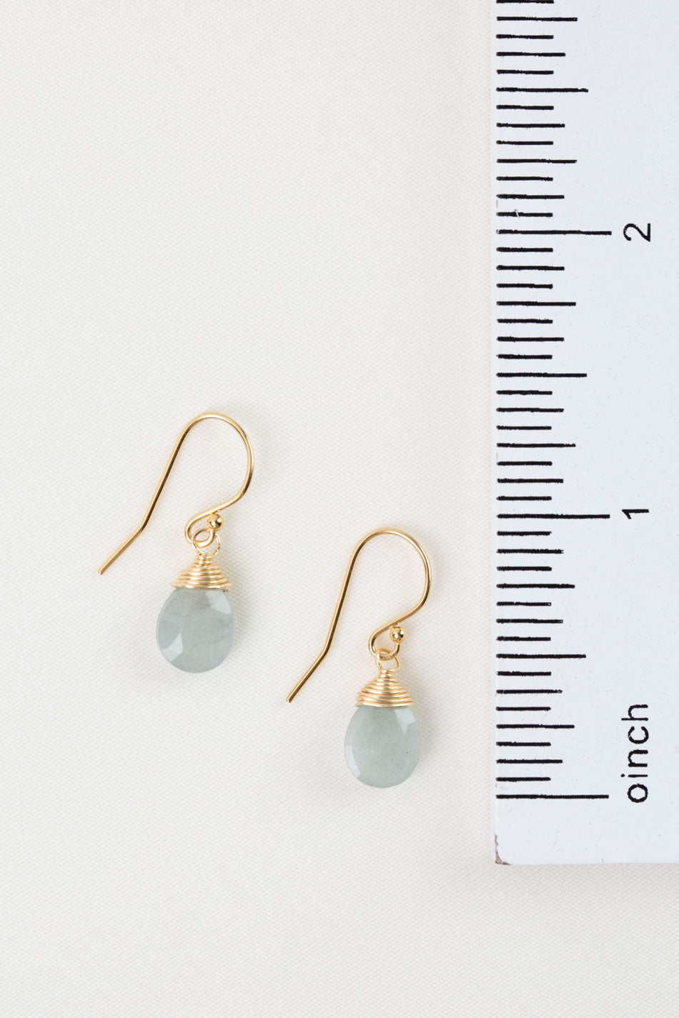 Birthstone March Gold Aquamarine Simple Earrings
