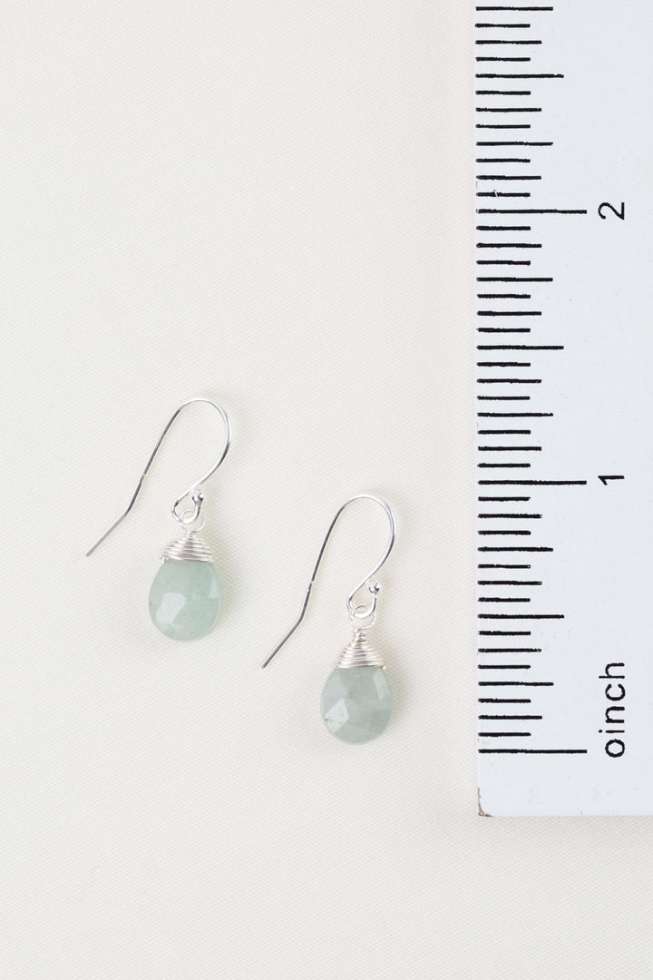 Birthstone March Silver Aquamarine Simple Earrings