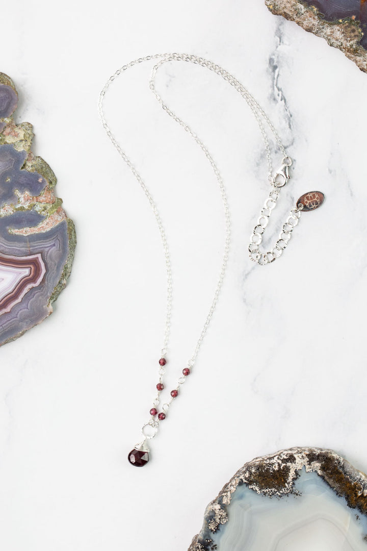 Birthstone 16-18" January Silver Garnet Simple Necklace