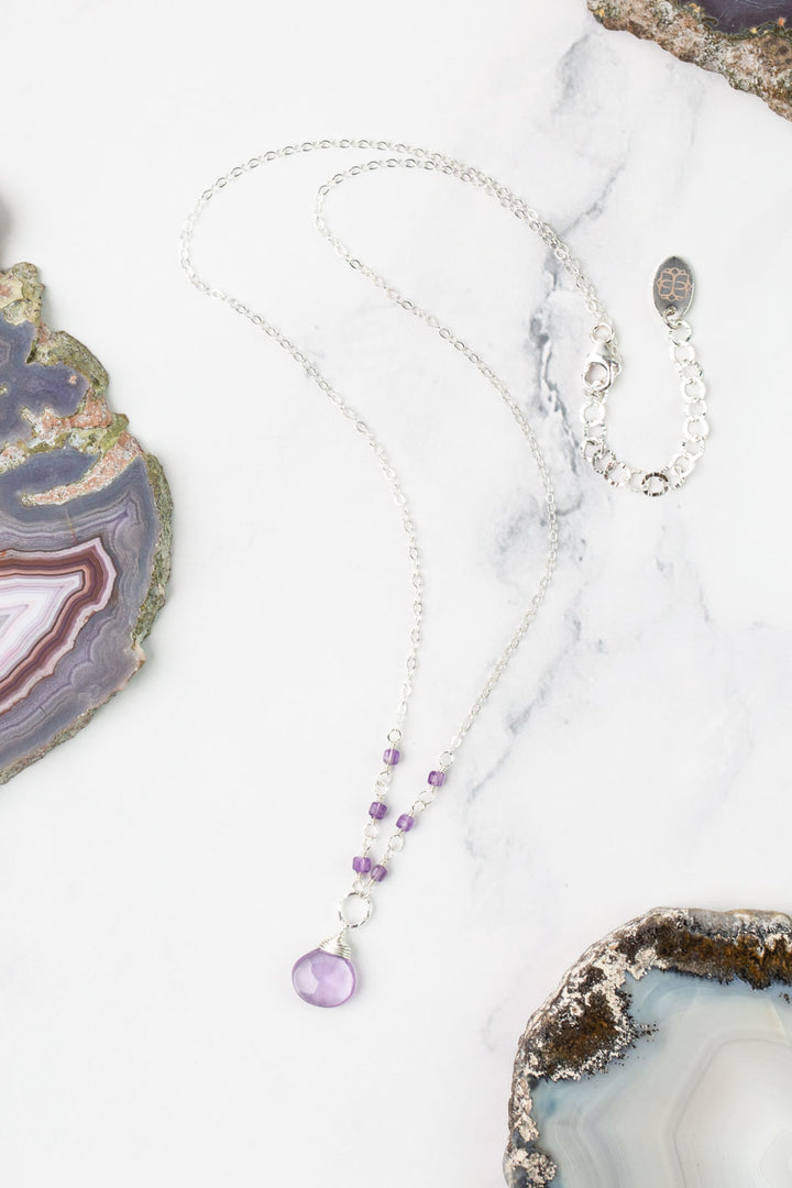Birthstone 16-18" February Silver Amethyst Simple Necklace