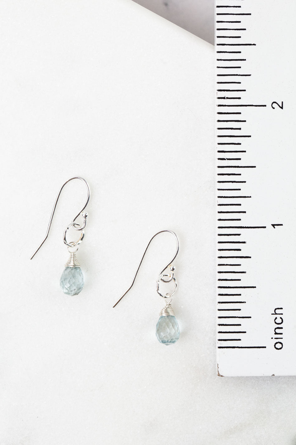 Birthstone March Silver Aquamarine Simple Earrings