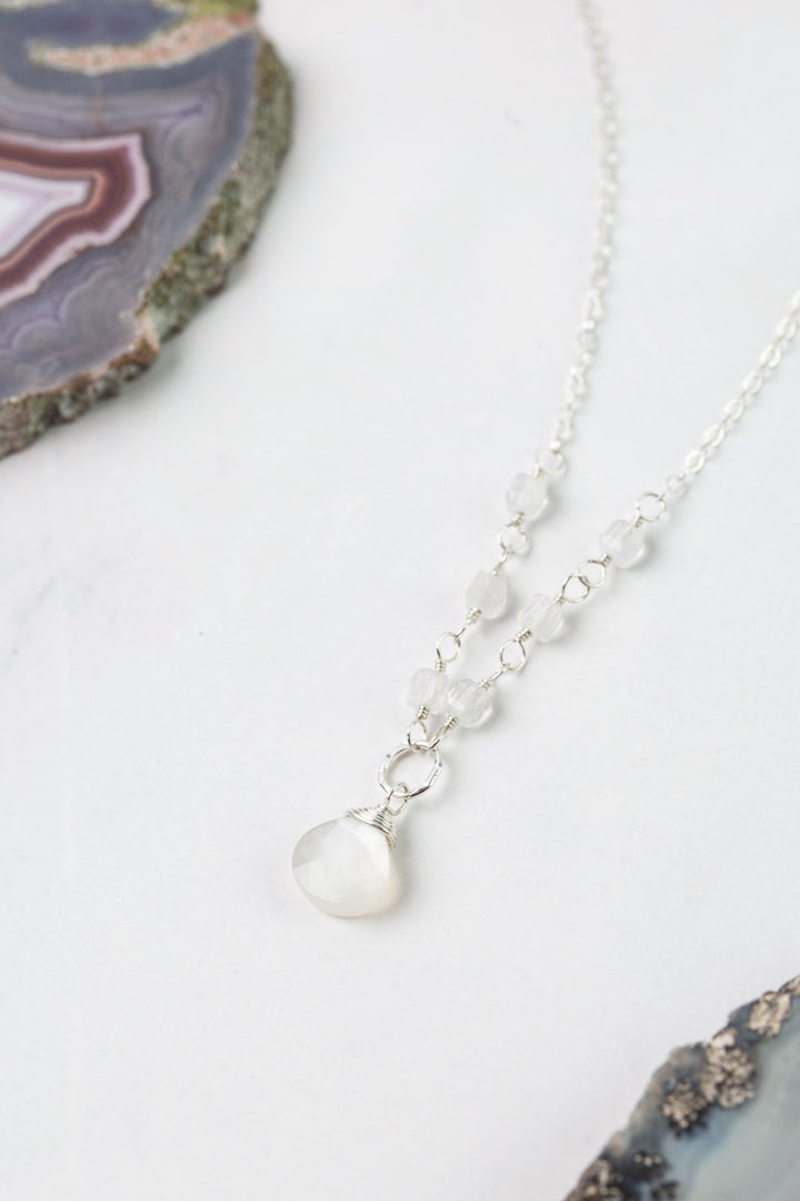 Birthstone 16-18" June Silver Moonstone Simple Necklace