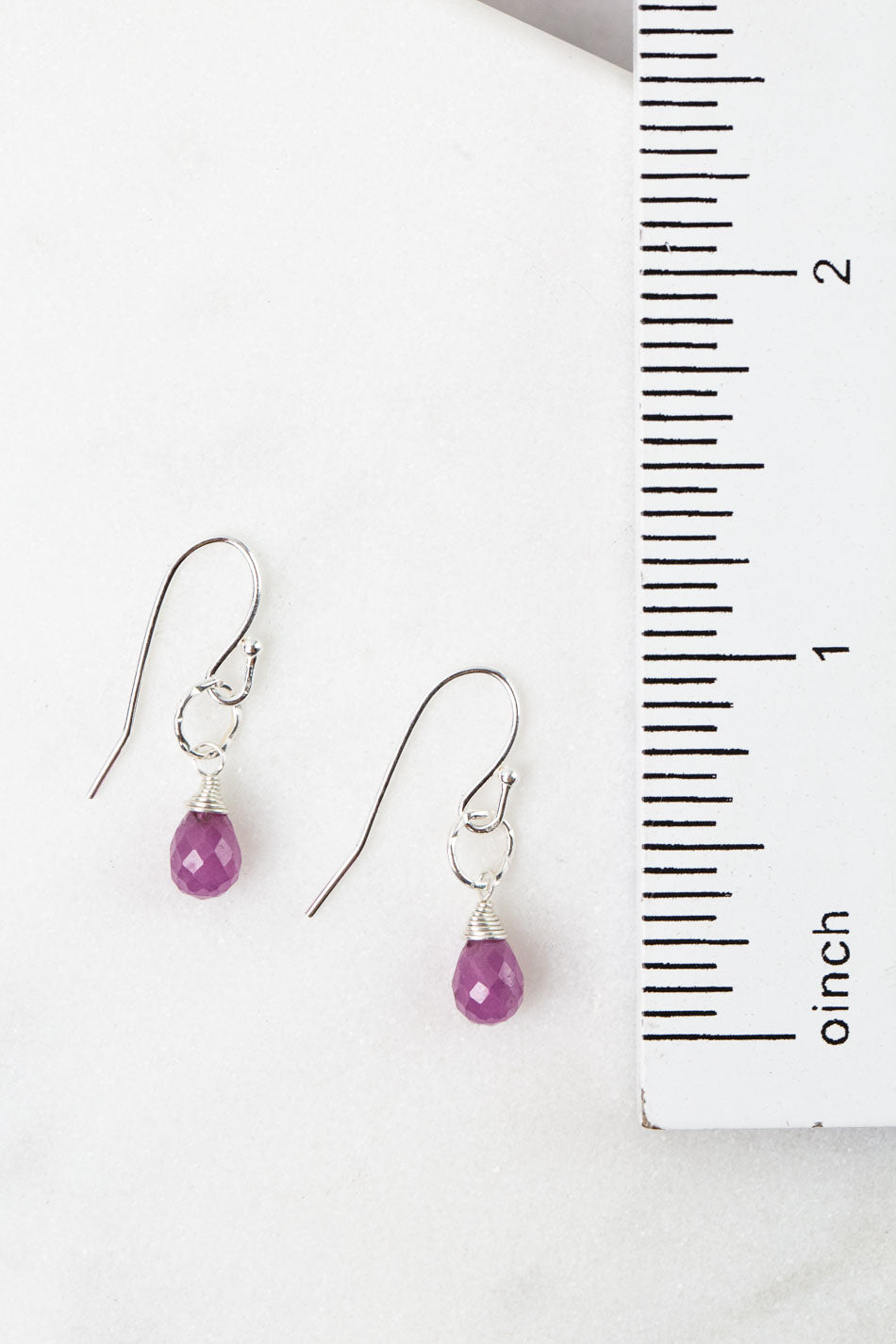 Birthstone July Silver Ruby Simple Earrings