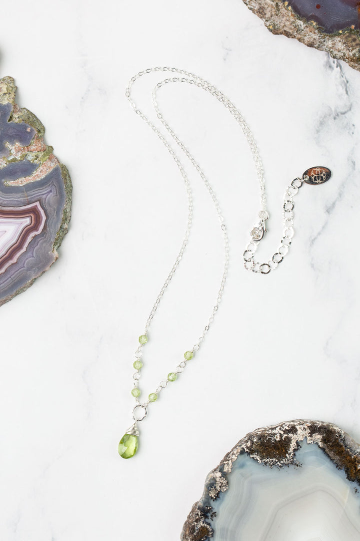 Birthstone 16-18" August Silver Peridot Simple Necklace