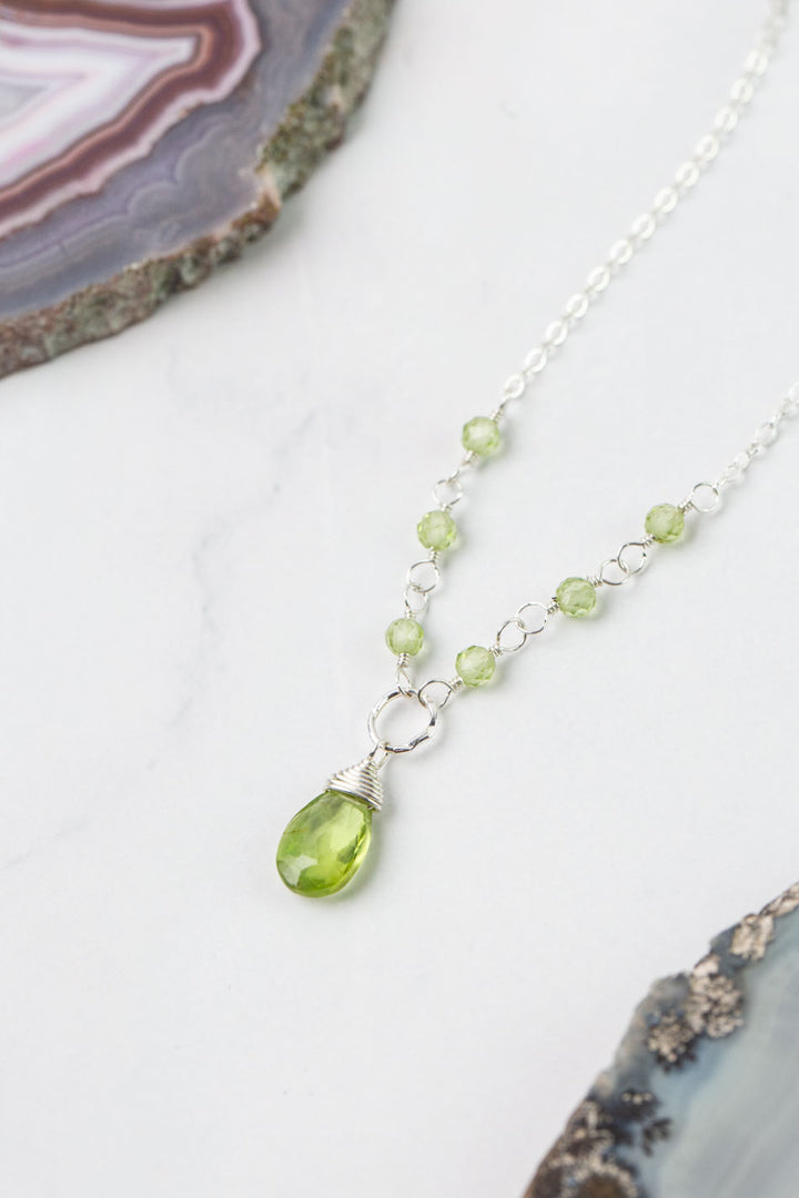 Birthstone 16-18" August Silver Peridot Simple Necklace