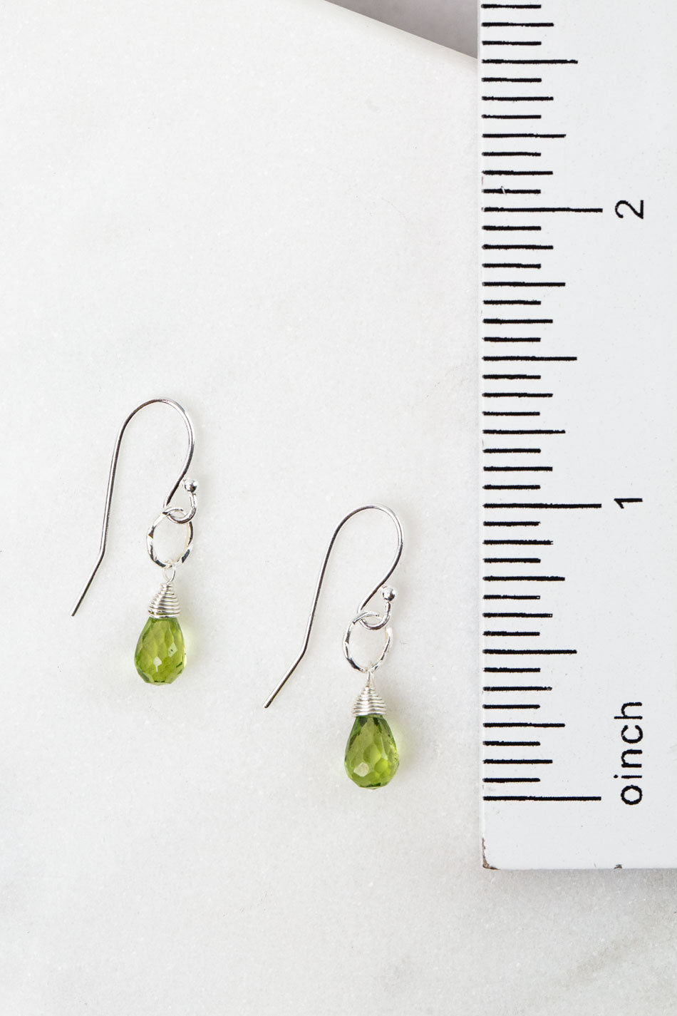 Birthstone August Silver Peridot Simple Earrings