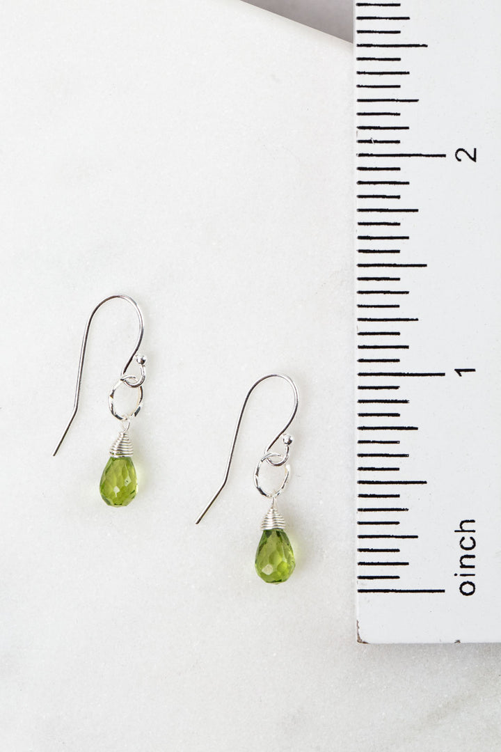 Birthstone August Silver Peridot Simple Earrings