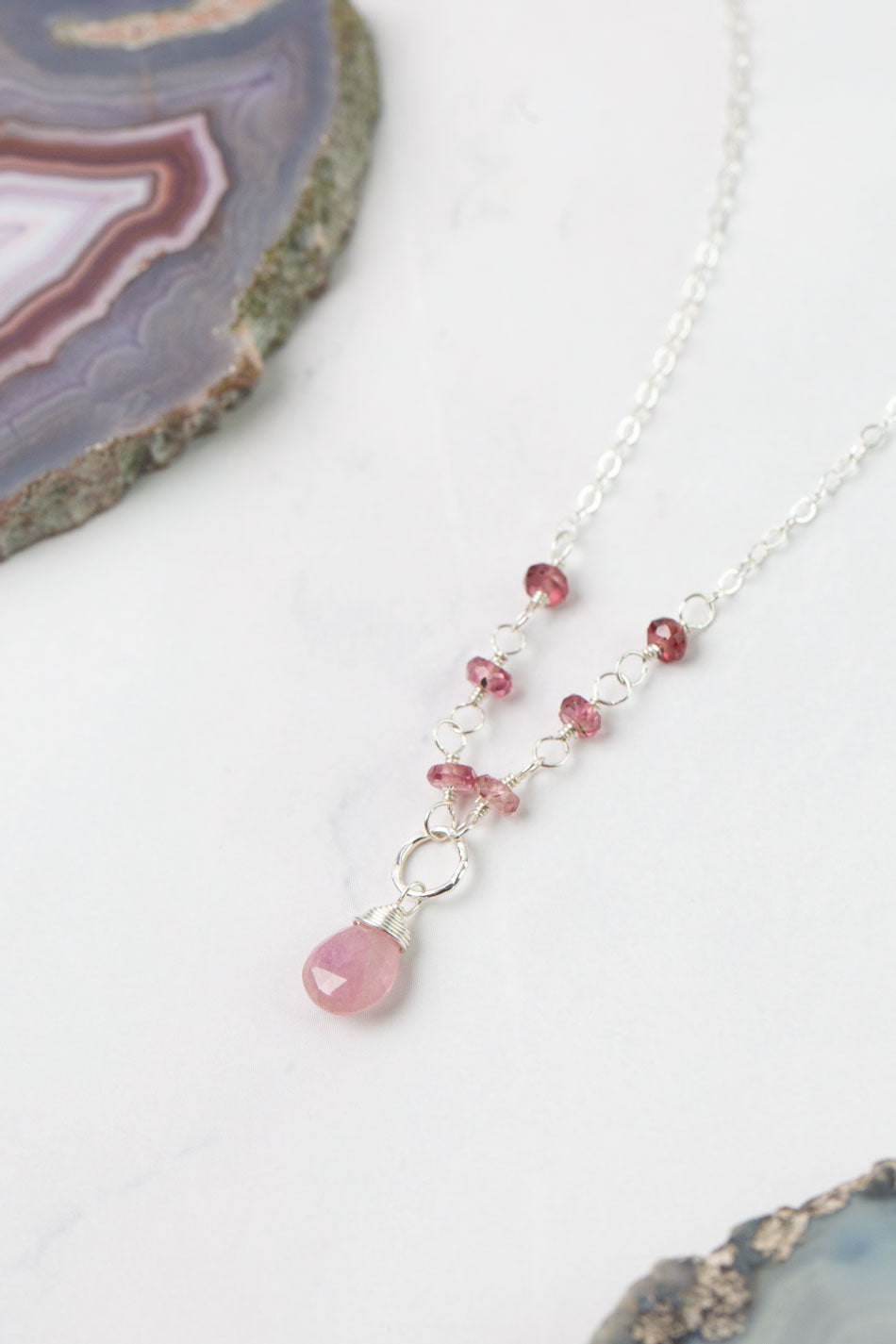 Birthstone 16-18" September Silver Sapphire Simple Necklace