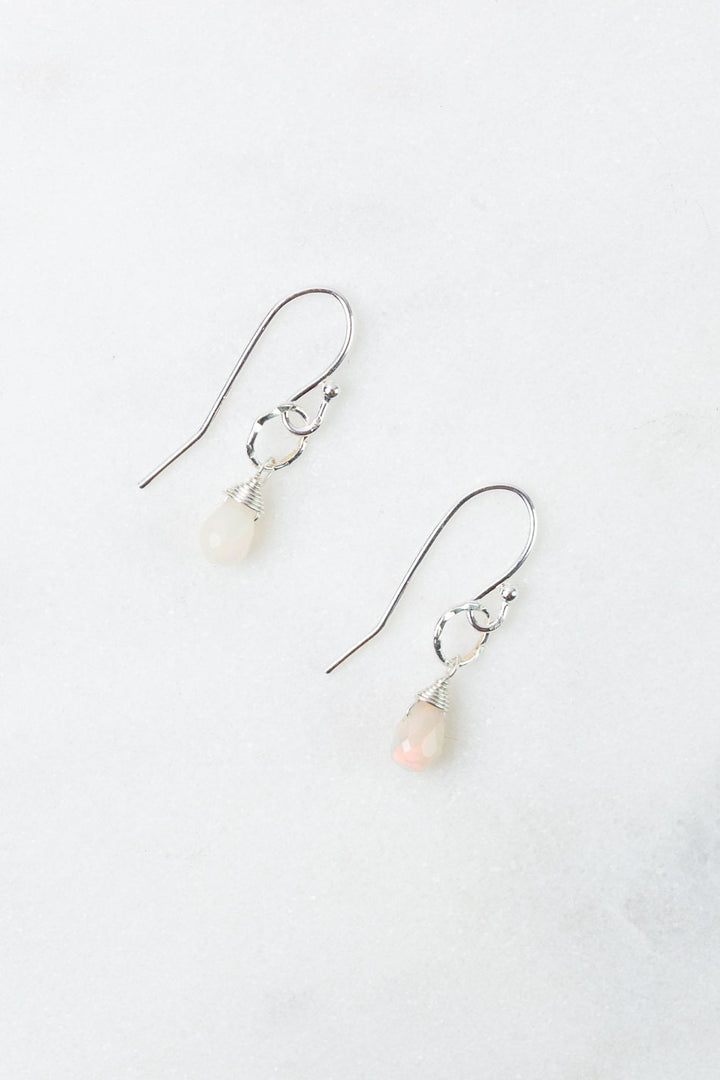 Birthstone October Silver Honey Opal Simple Earrings
