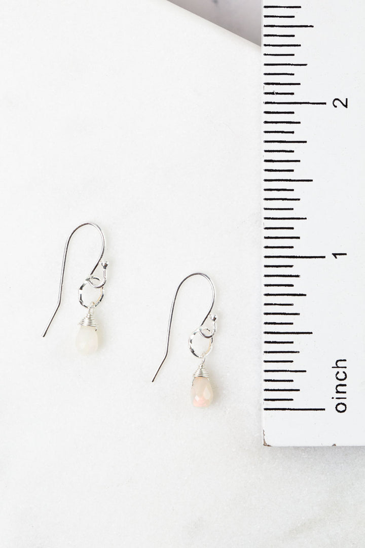 Birthstone October Silver Honey Opal Simple Earrings