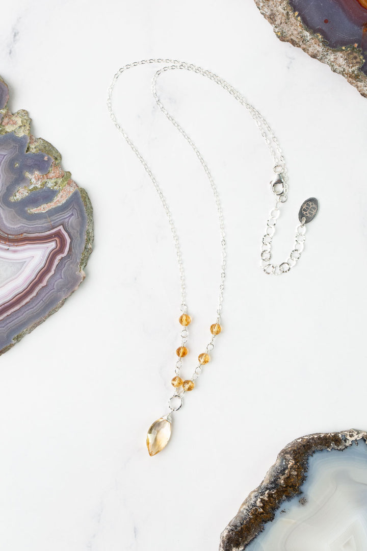 Birthstone 16-18" November Silver Citrine Simple Necklace