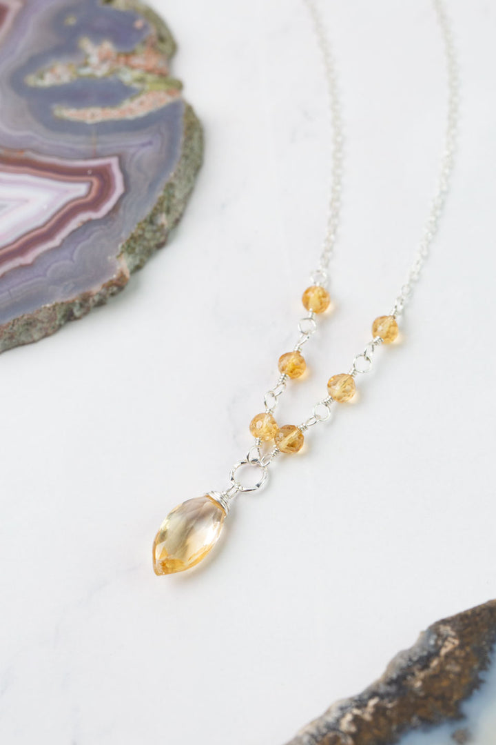 Birthstone 16-18" November Silver Citrine Simple Necklace