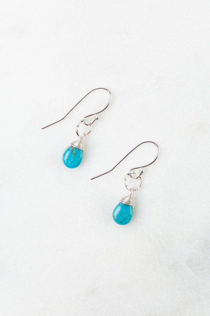 Birthstone December Silver Turquoise Simple Earrings