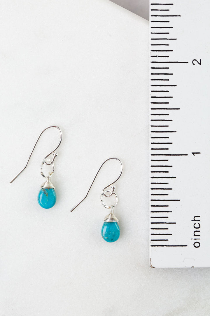 Birthstone December Silver Turquoise Simple Earrings