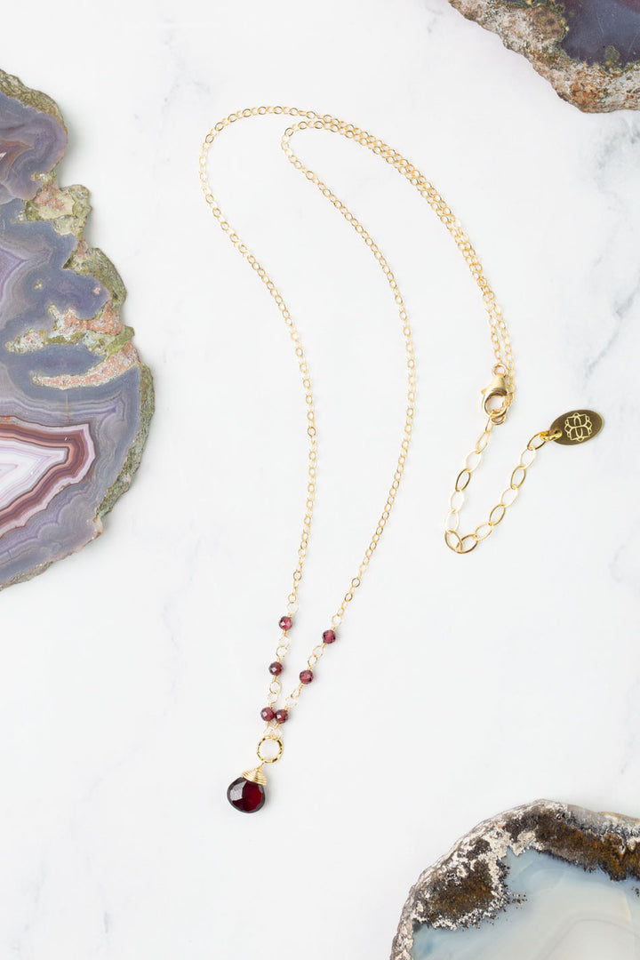 Birthstone 16-18" January Gold Garnet Simple Necklace