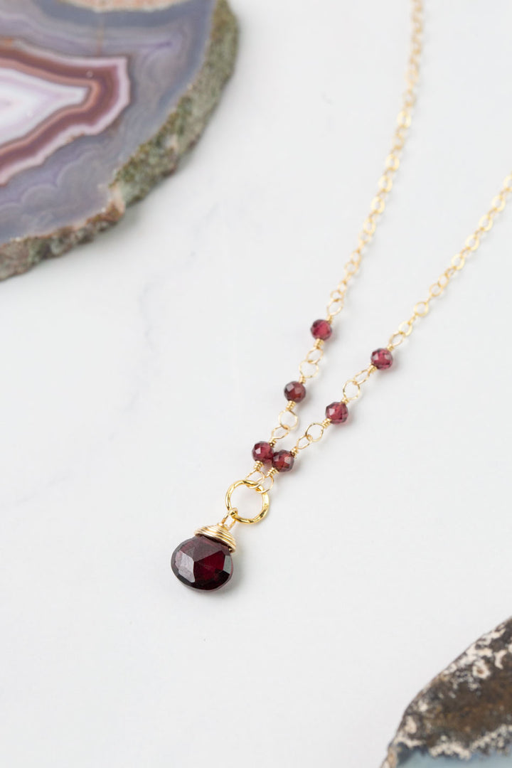 Birthstone 16-18" January Gold Garnet Simple Necklace