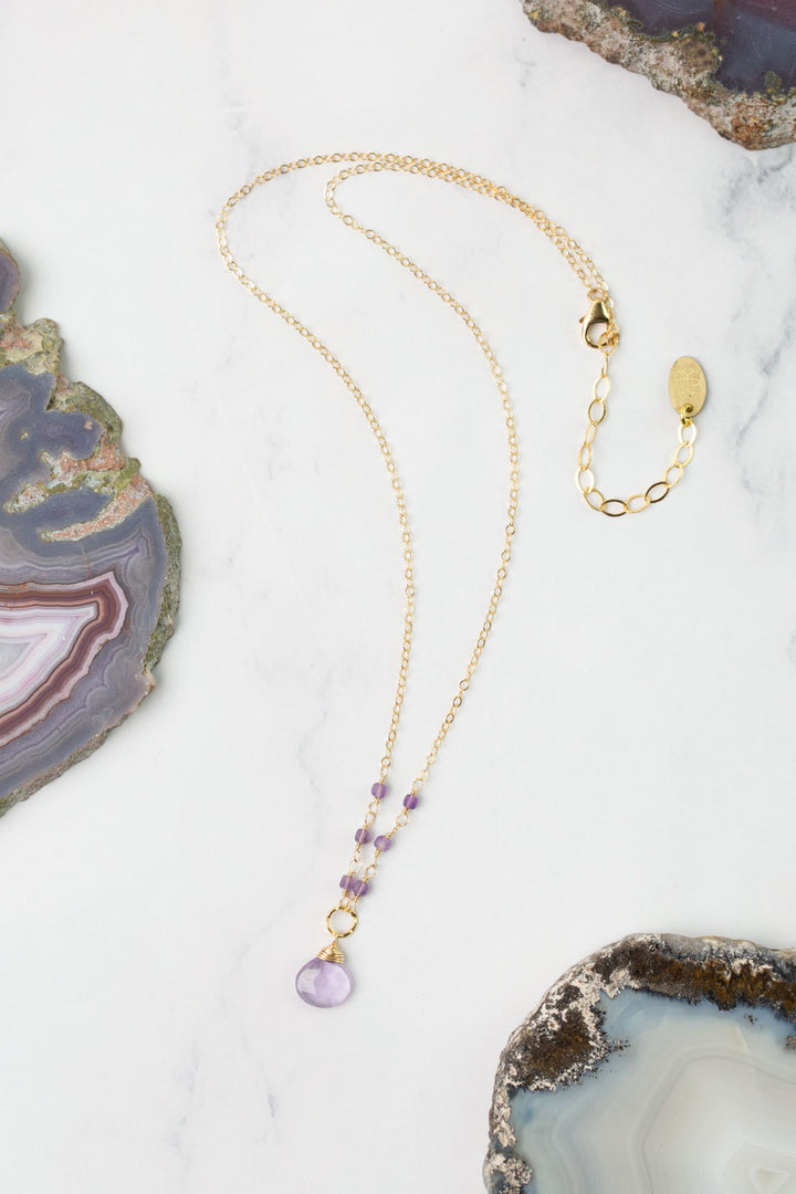 Birthstone 16-18" February Gold Amethyst Simple Necklace