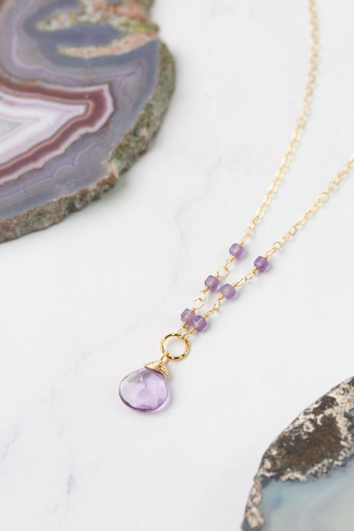 Birthstone 16-18" February Gold Amethyst Simple Necklace