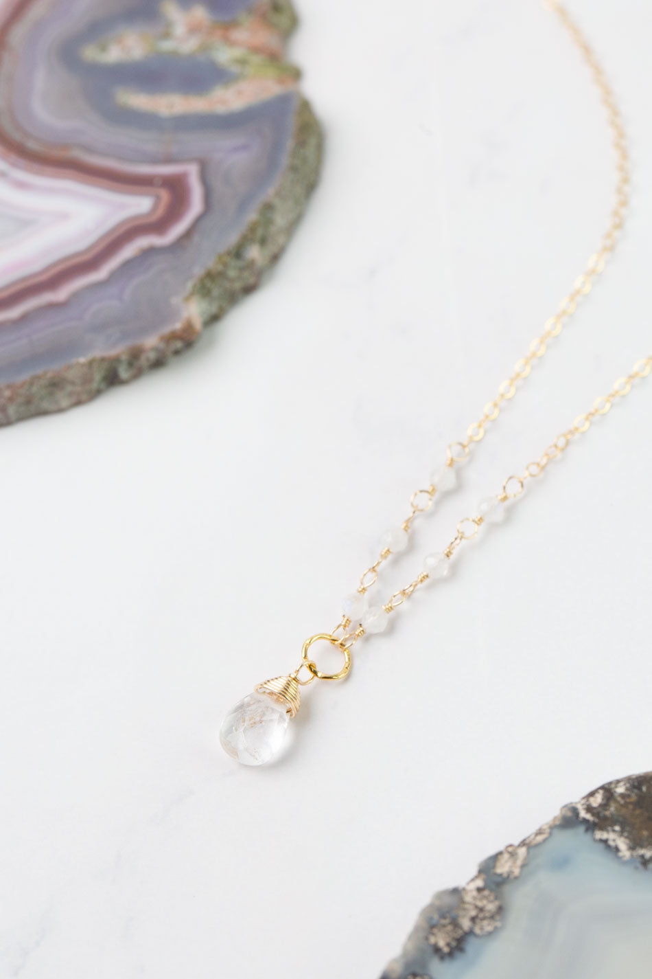 Birthstone 16-18" April Gold Quartz Simple Necklace