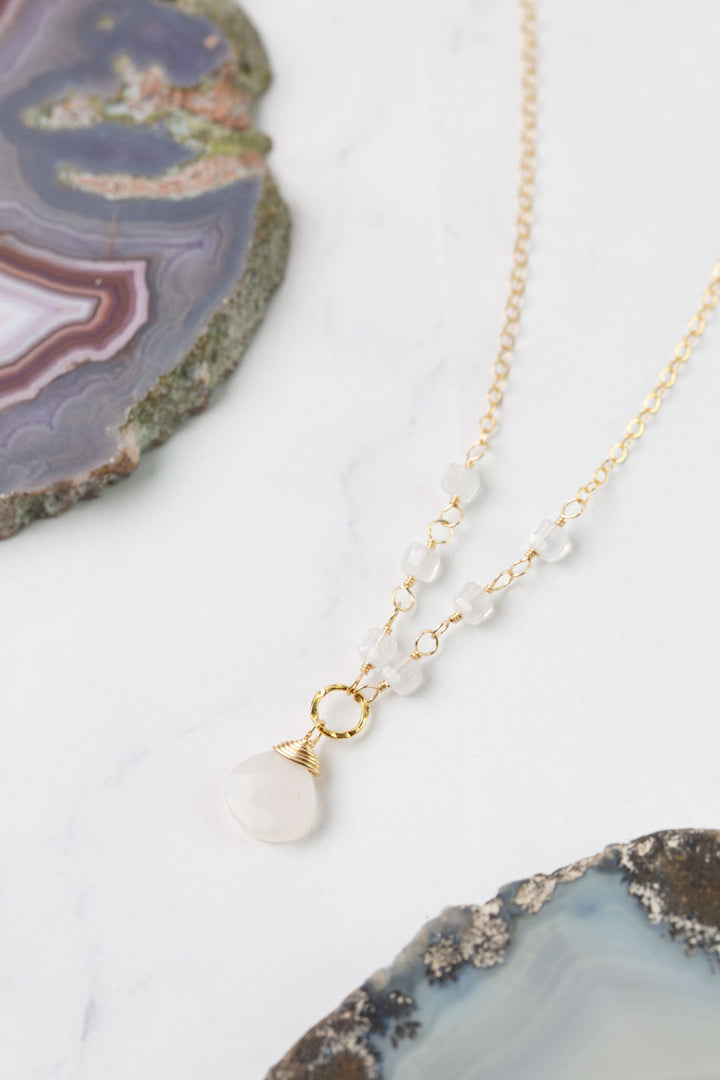 Birthstone 16-18" June Gold Moonstone Simple Necklace