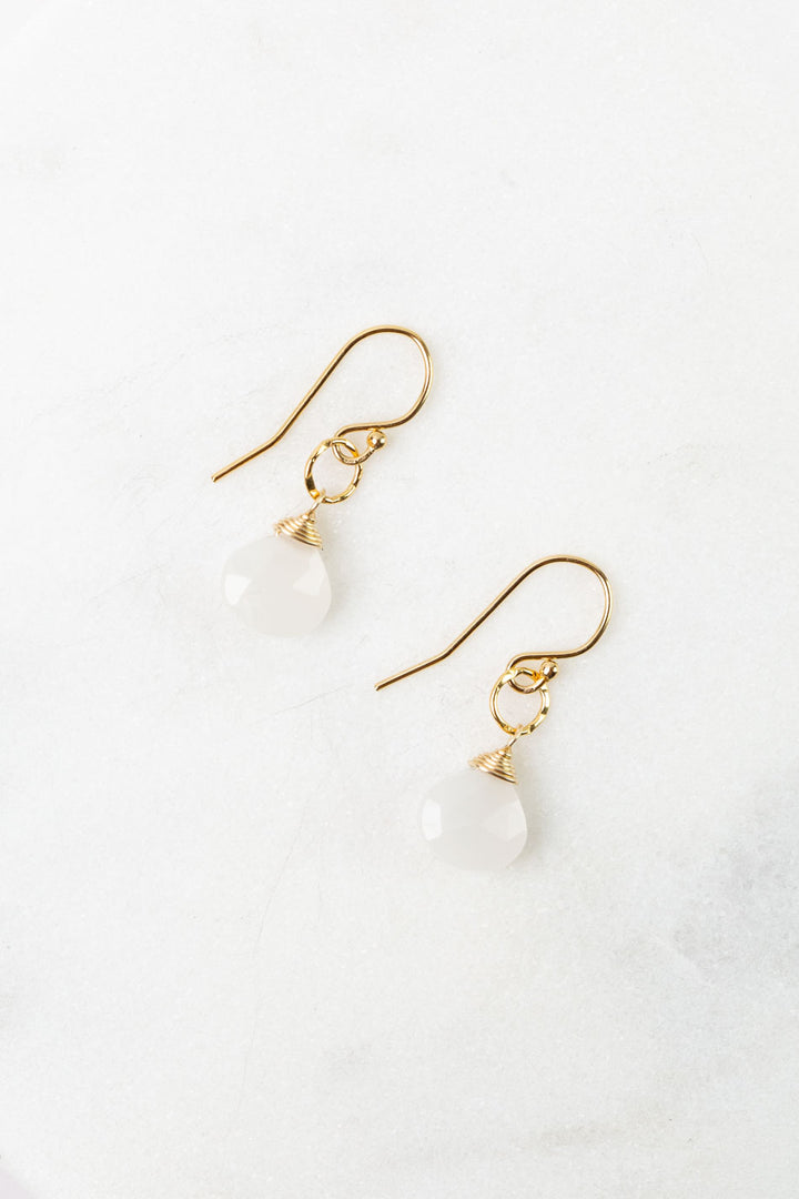 Birthstone June Gold Moonstone Simple Earrings