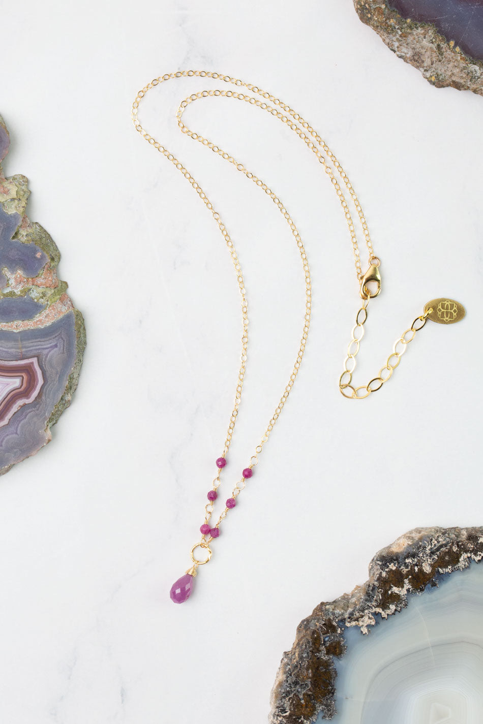 Birthstone 16-18" July Gold Ruby Simple Necklace
