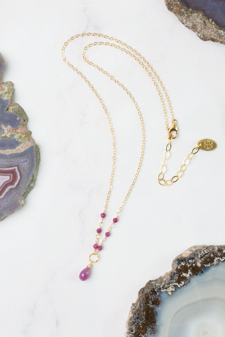 Birthstone 16-18" July Gold Ruby Simple Necklace