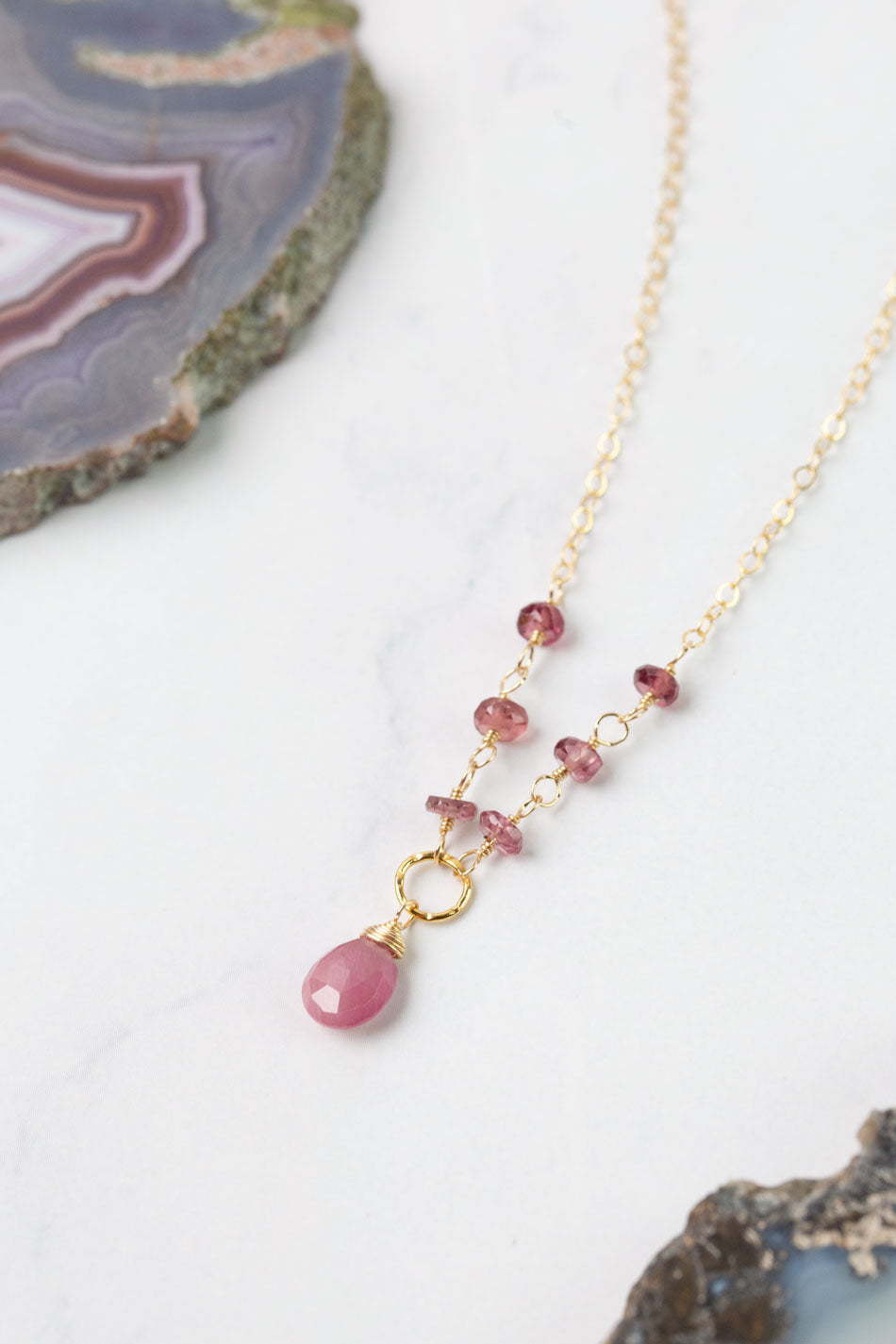 Birthstone 16-18" September Gold Sapphire Simple Necklace