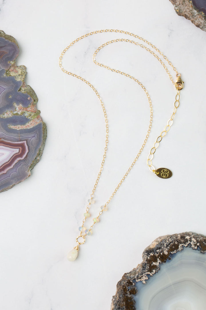 Birthstone 16-18" October Gold Honey Opal Simple Necklace