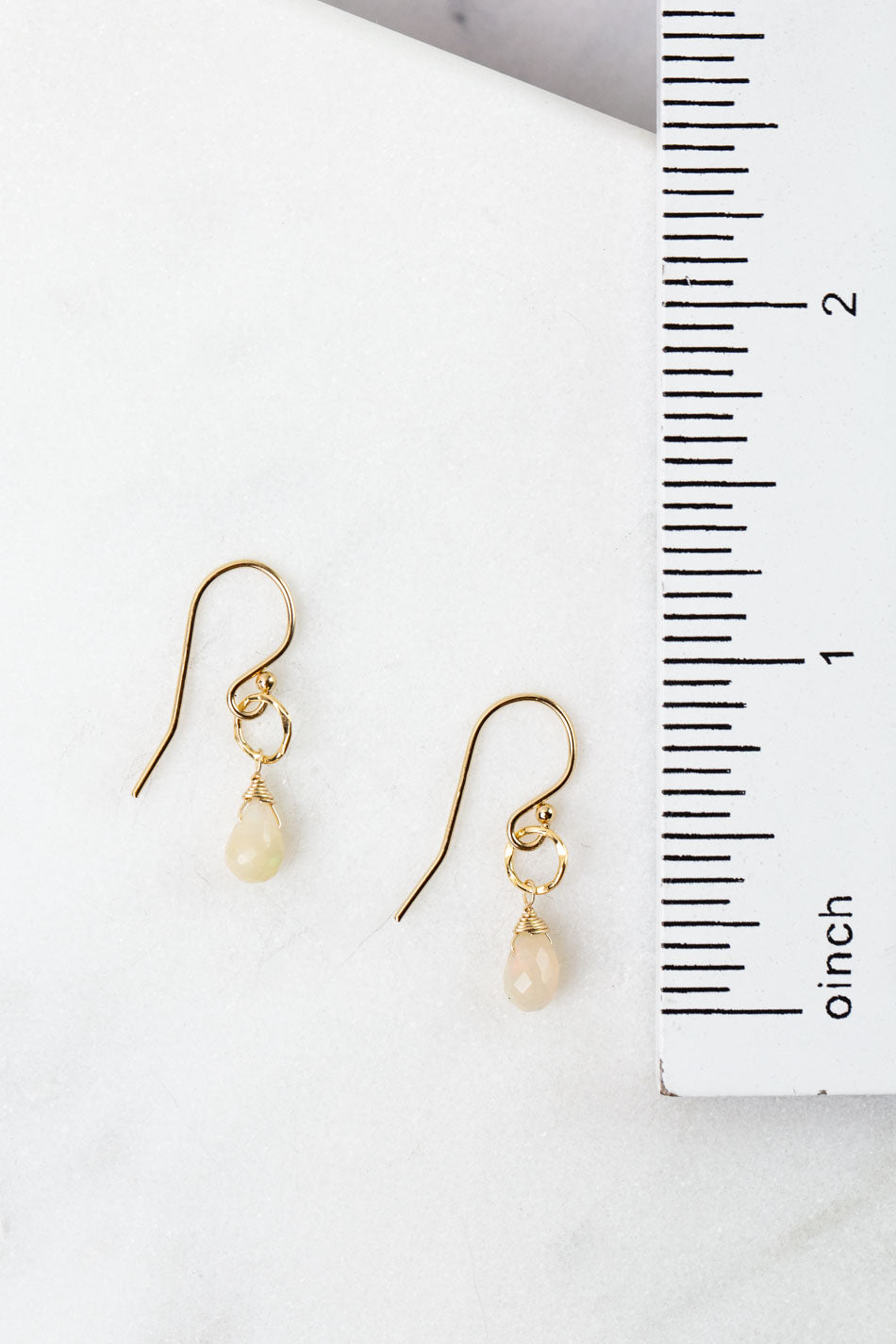 Birthstone October Gold Honey Opal Simple Earrings