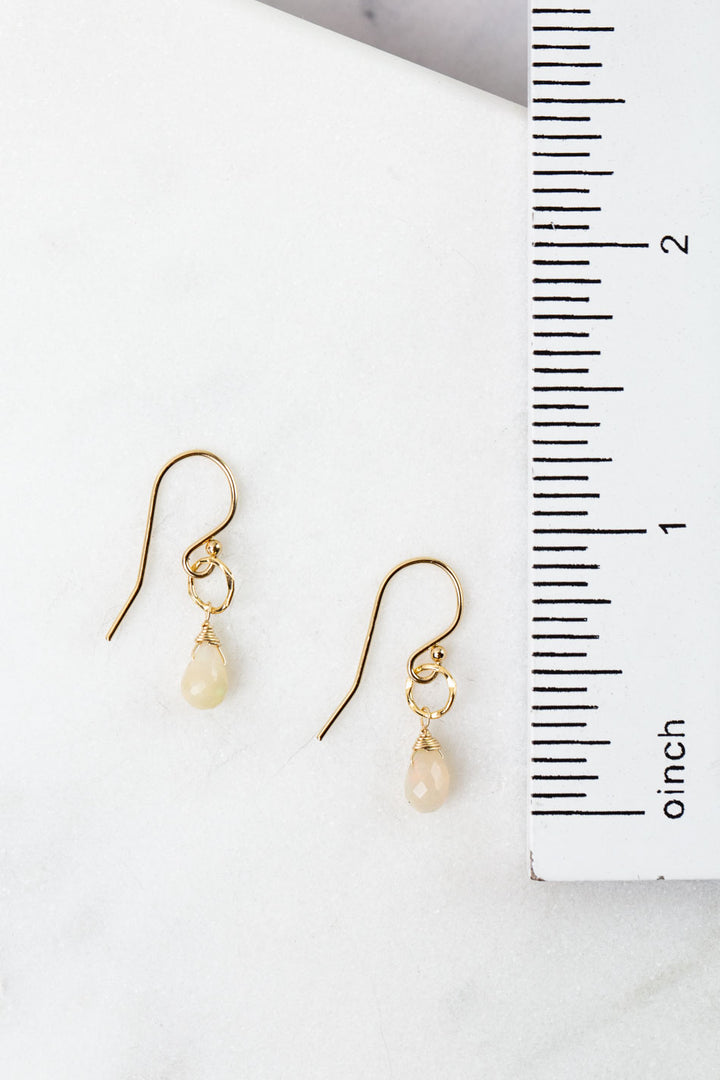Birthstone October Gold Honey Opal Simple Earrings