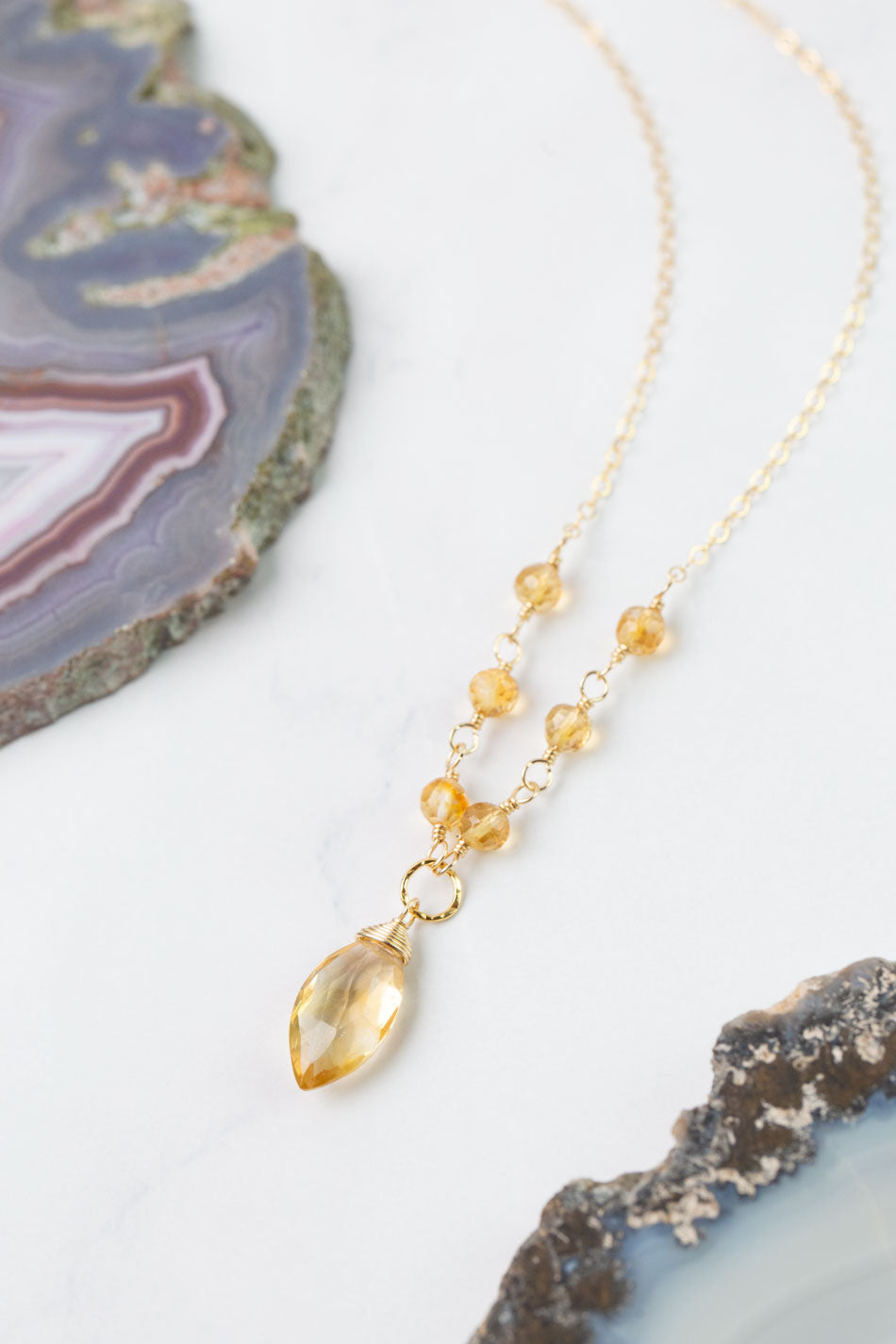 Birthstone 16-18" November Gold Citrine Simple Necklace