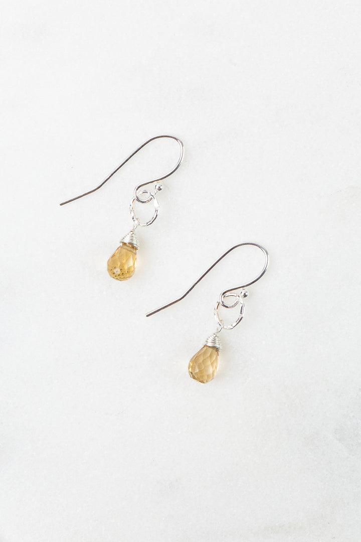 Birthstone November Gold Citrine Simple Earrings