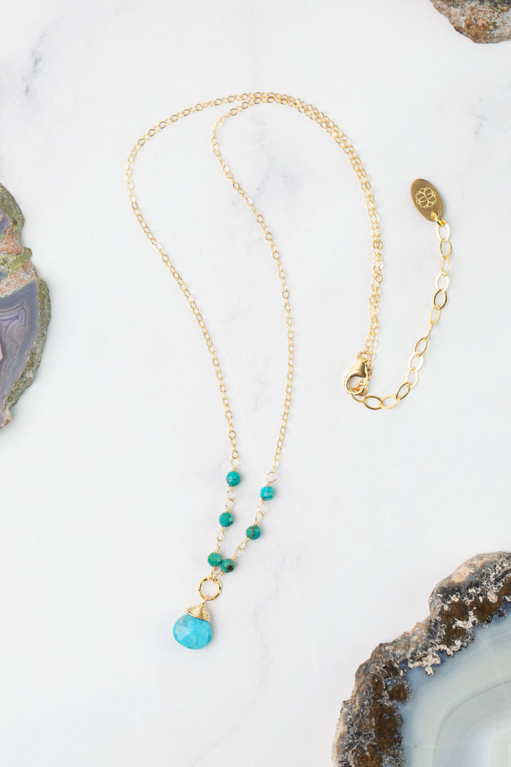 Birthstone 16-18" December Gold Turquoise Simple Necklace