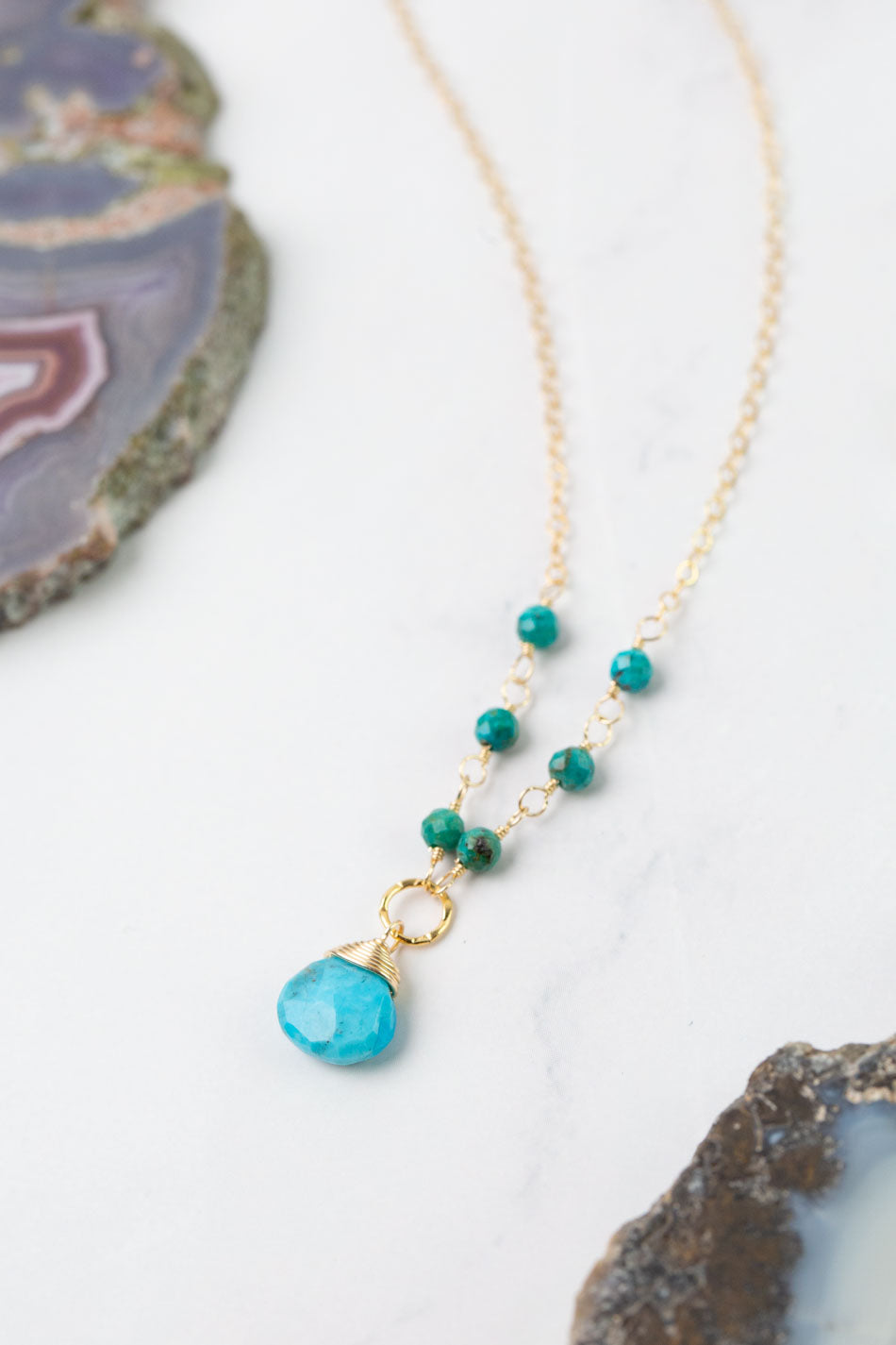 Birthstone 16-18" December Gold Turquoise Simple Necklace