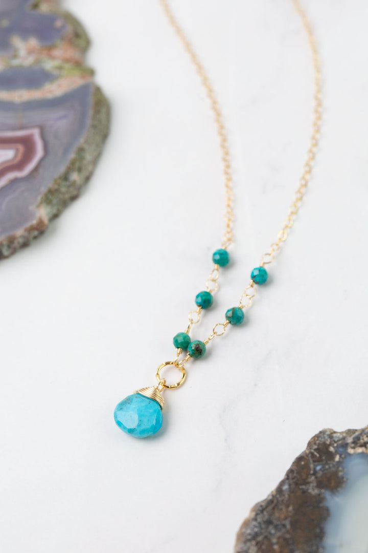 Birthstone 16-18" December Gold Turquoise Simple Necklace