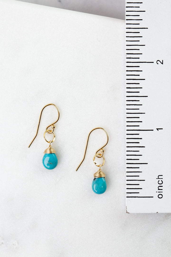 Birthstone December Gold Turquoise Simple Earrings