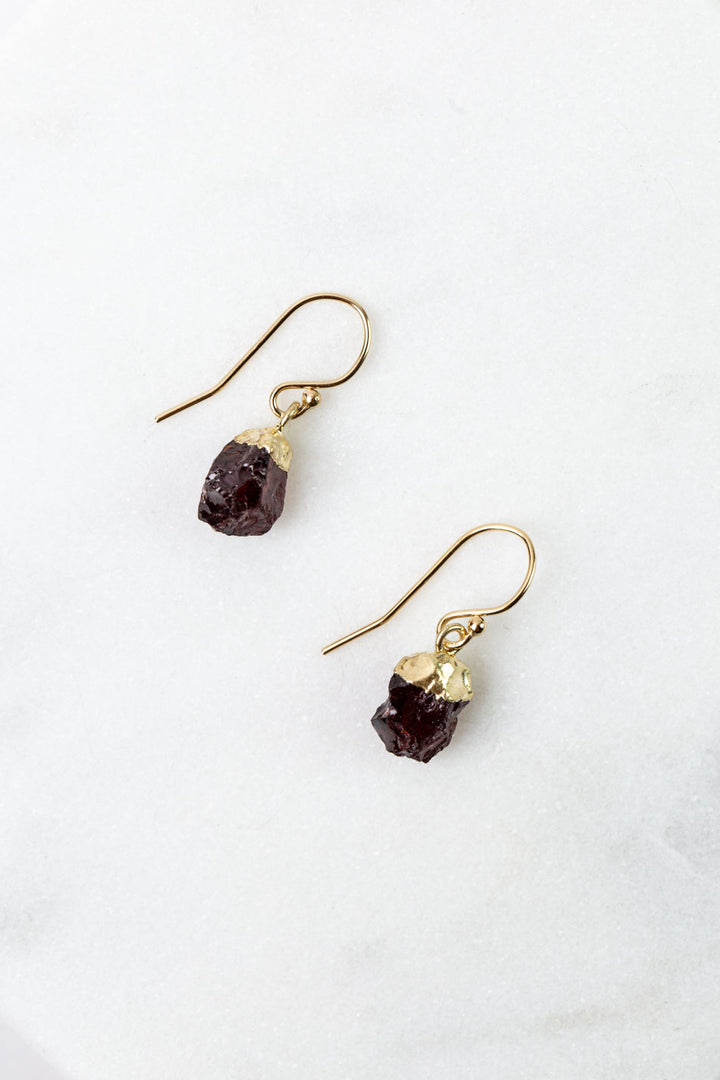 Birthstone January Garnet Simple Earrings