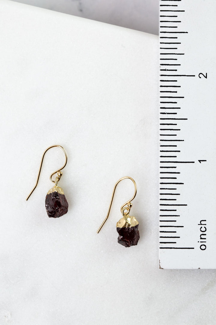 Birthstone January Garnet Simple Earrings