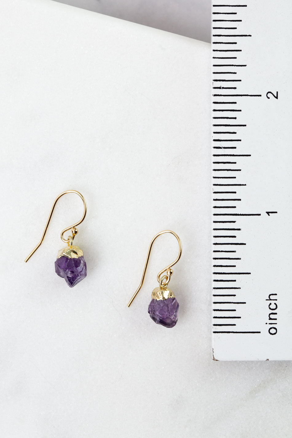 Birthstone February Amethyst Simple Earrings