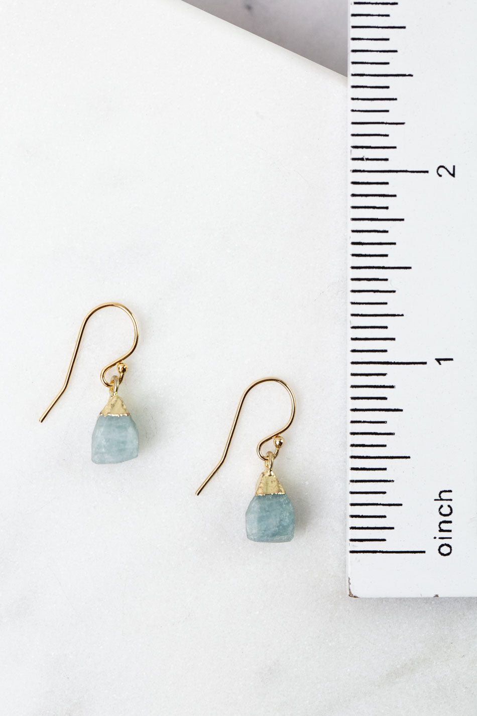 Birthstone March Aquamarine Simple Earrings