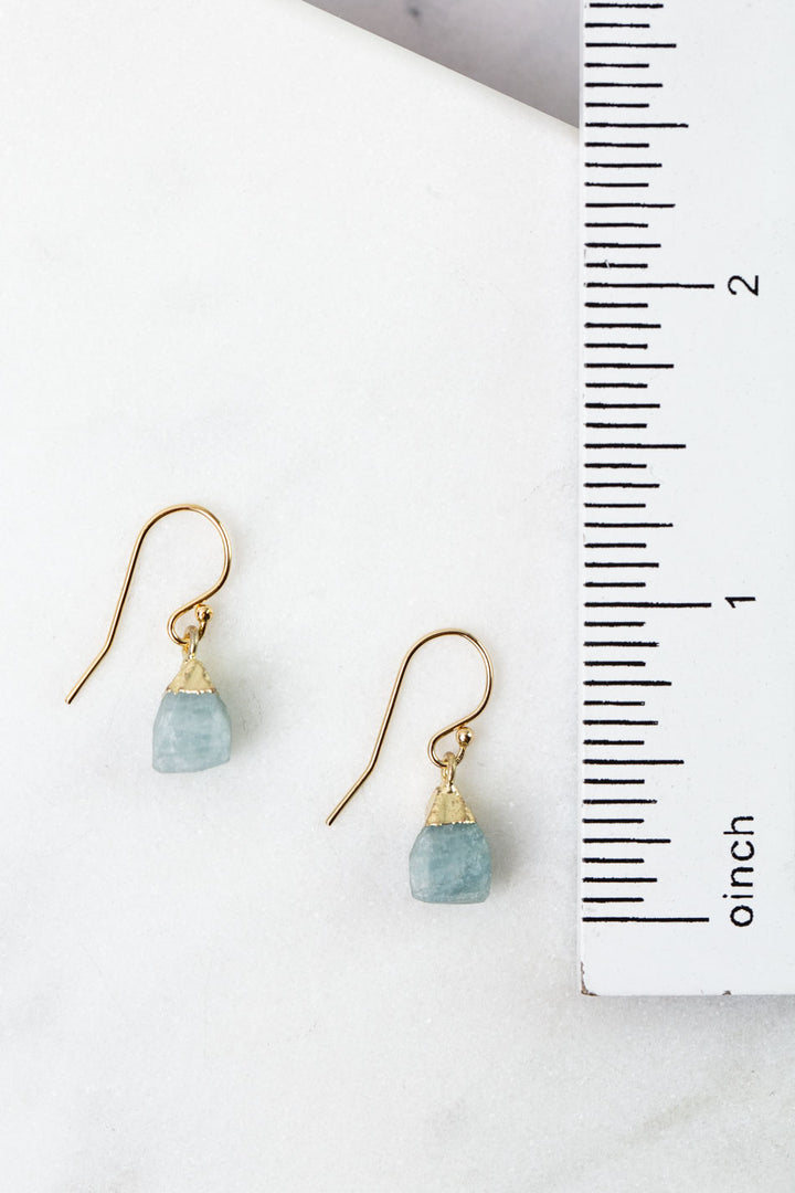 Birthstone March Aquamarine Simple Earrings