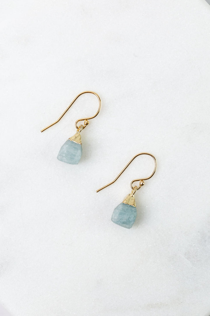 Birthstone March Aquamarine Simple Earrings