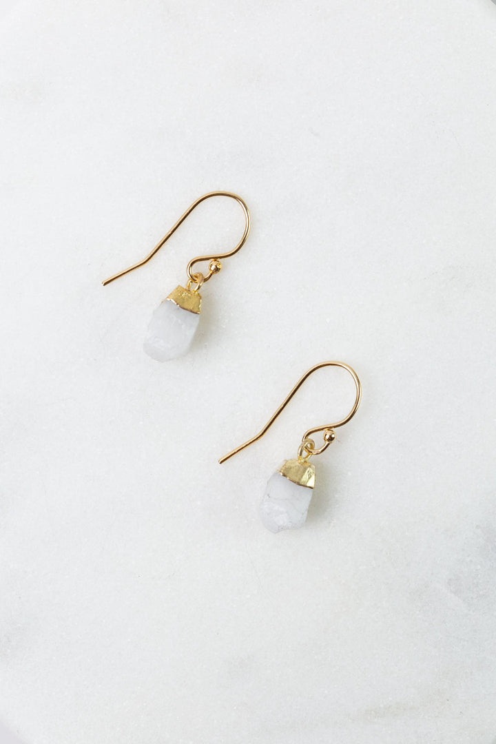 Birthstone April Quartz Simple Earrings