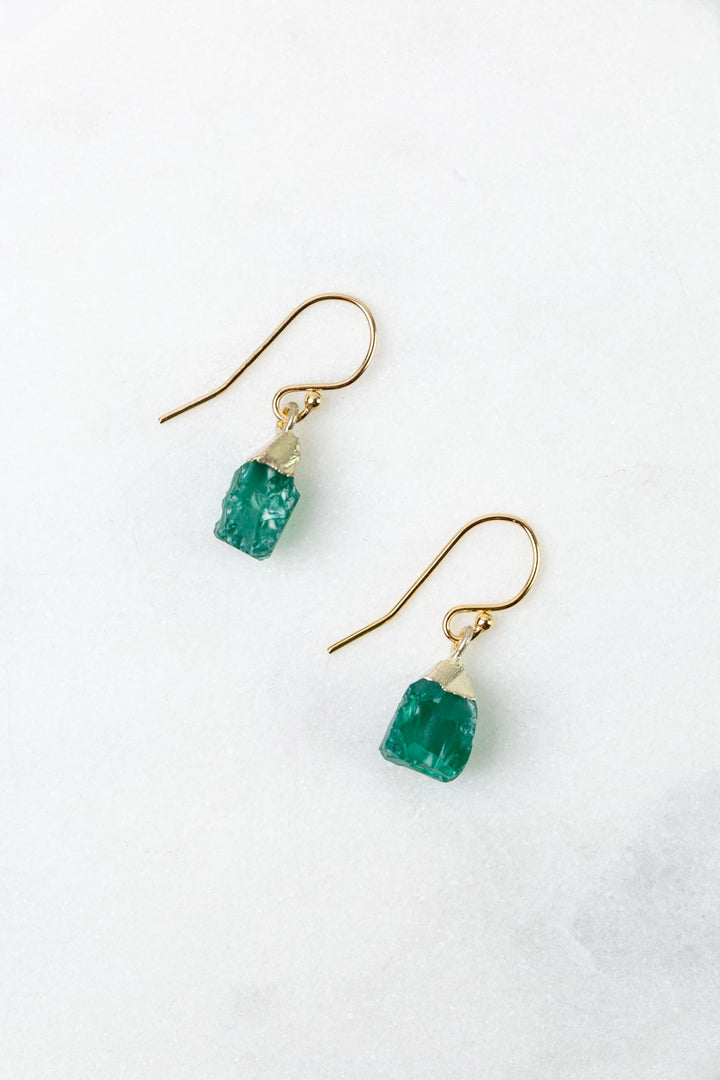 Birthstone May Green Onyx Simple Earrings