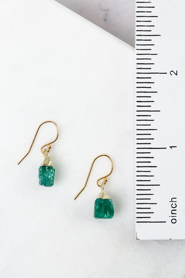 Birthstone May Green Onyx Simple Earrings